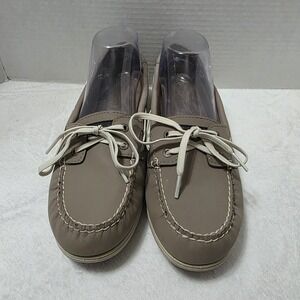 Sperry Top Sider Boat Shoes Women 9.5 M Angelfish SlipOn Beige Leather STS94056